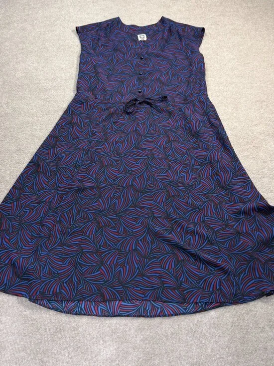 Anne Klein Geometric Print Sleeveless Shirt Dress Medium Blue Red - Picture 2 of 11